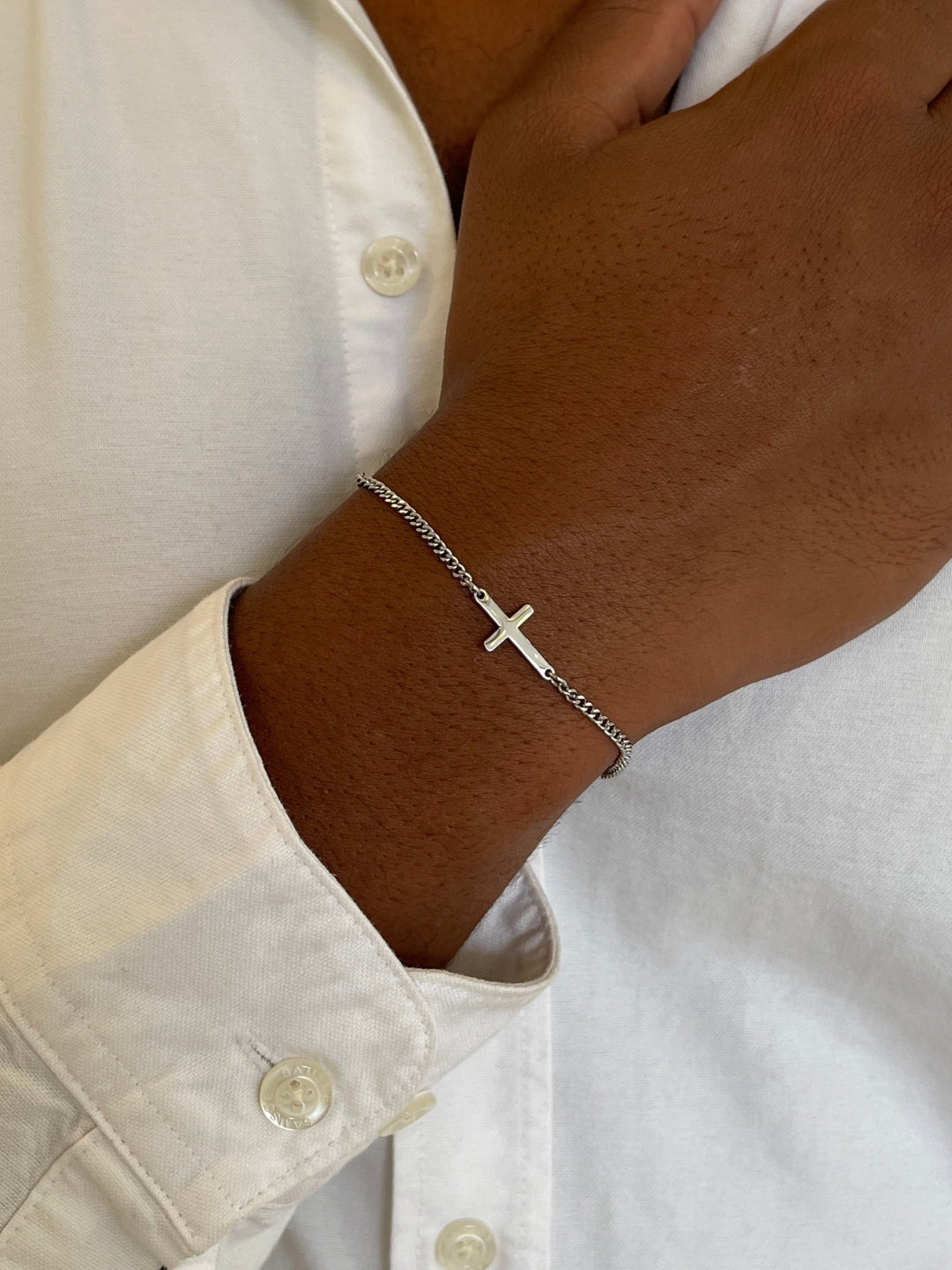 SAVA AMSTERDAM Pulsera con Cruz de Acero Inoxidable Plateada