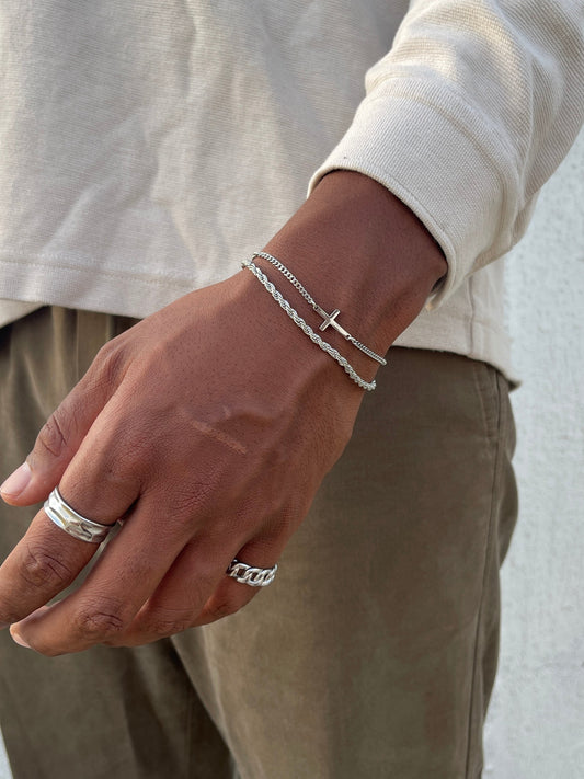SAVA AMSTERDAM Pulsera con Cruz de Acero Inoxidable Plateada