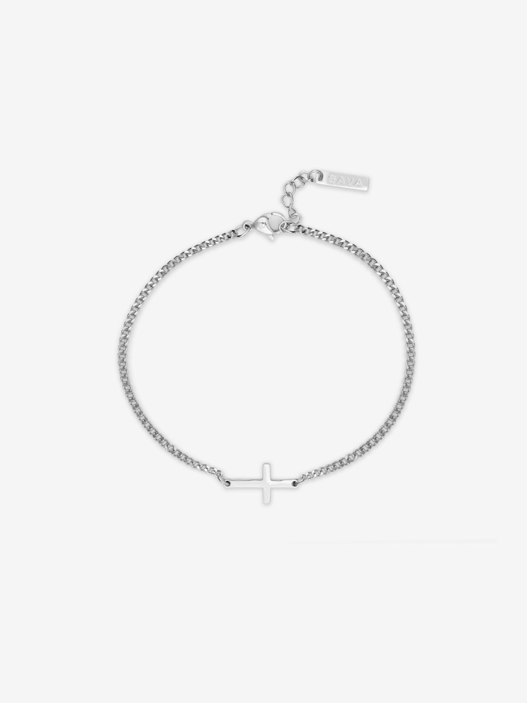 SAVA AMSTERDAM Pulsera con Cruz de Acero Inoxidable Plateada